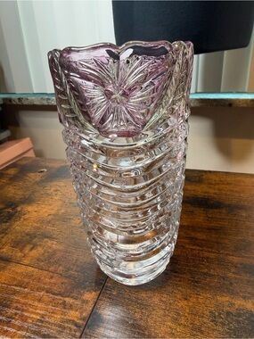 Vintage Anna Hutte Bleikristall Floral Lead Crystal Vase Made In Germany